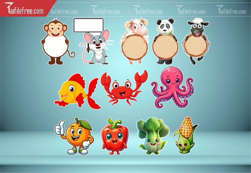 Bảng Tên Hoạt Hình Con Vật, Rau Củ Mầm Non_MN175