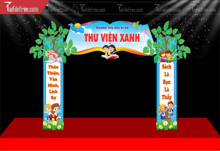 Mẫu Cổng Chào Trang Trí Thư Viện Mầm Non_MN201
