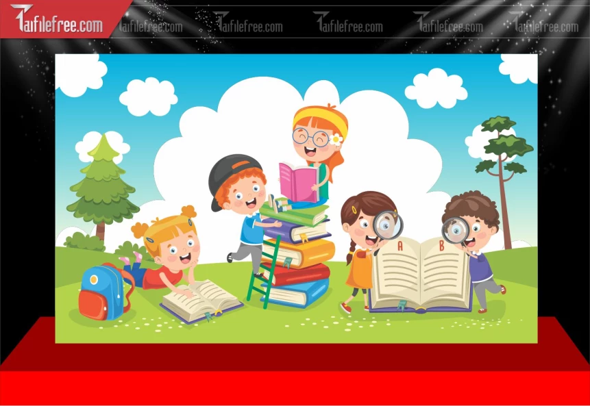 Mẫu Phông Nền Trang Trí Thư Viện Mầm Non_MN202