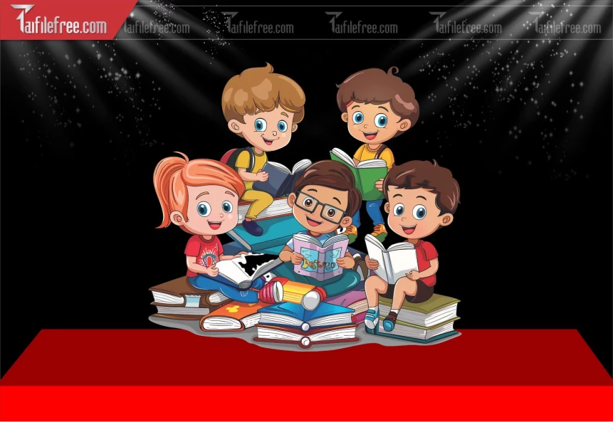 Mẫu Ảnh Vector Trang Trí Thư Viện Mầm Non_MN203