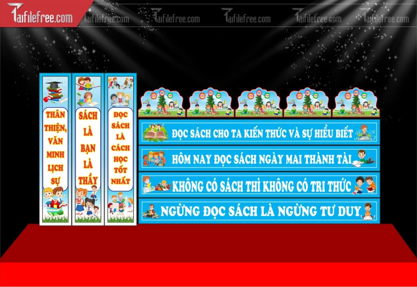 Mẫu Băng Rôn/Phướn Trang Trí Thư Viện Mầm Non_MN204
