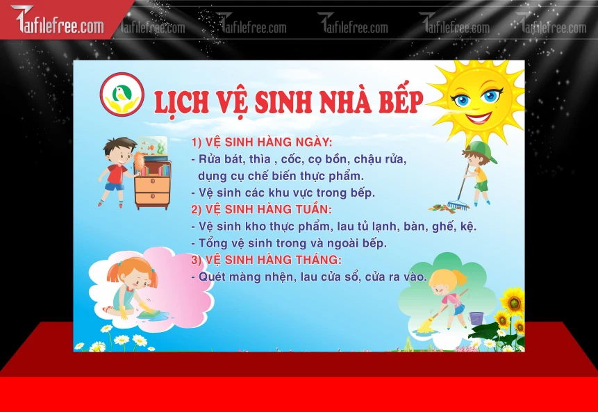 Mẫu File Thiết Kế Lịch Vệ Sinh Nhà Bếp Trang Trí Mầm Non_MN208