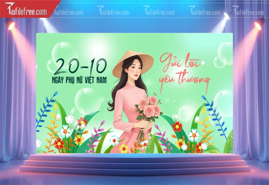 Phông Nền Ngày Phụ Nữ Việt Nam Đẹp Ấn Tượng PNN111