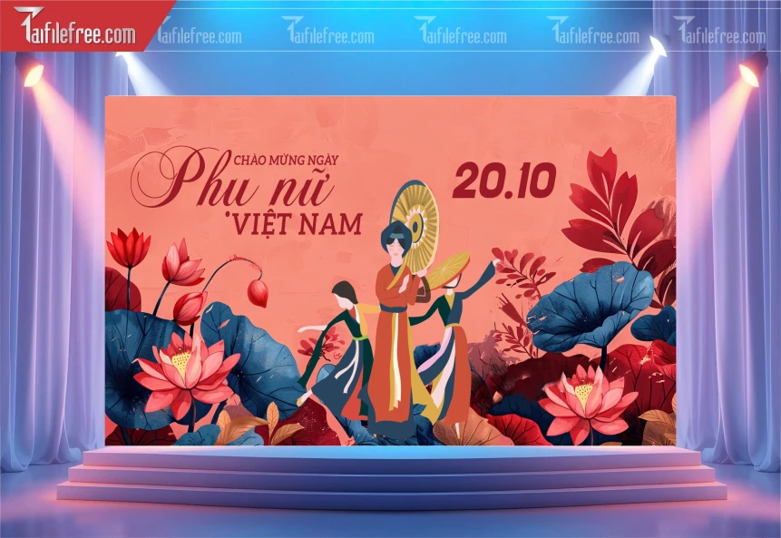 Phông Nền Ngày Phụ Nữ Việt Nam Đẹp Ấn Tượng PNN115