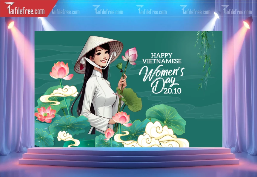 Phông Nền Ngày Phụ Nữ Việt Nam Đẹp Ấn Tượng PNN118