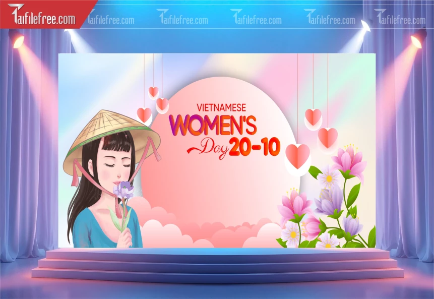 Phông Nền Ngày Phụ Nữ Việt Nam Đẹp Ấn Tượng PNN123
