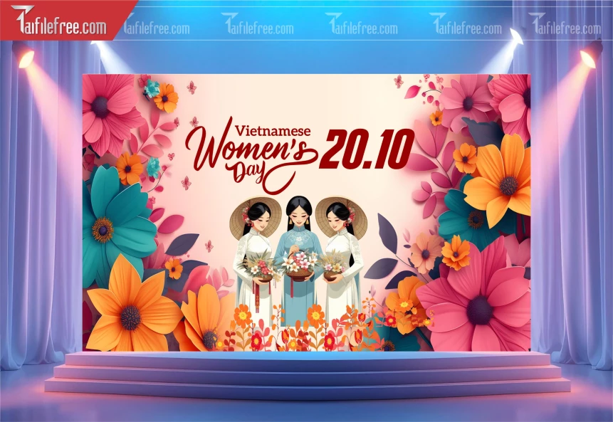 Phông Nền Ngày Phụ Nữ Việt Nam Đẹp Ấn Tượng PNN124