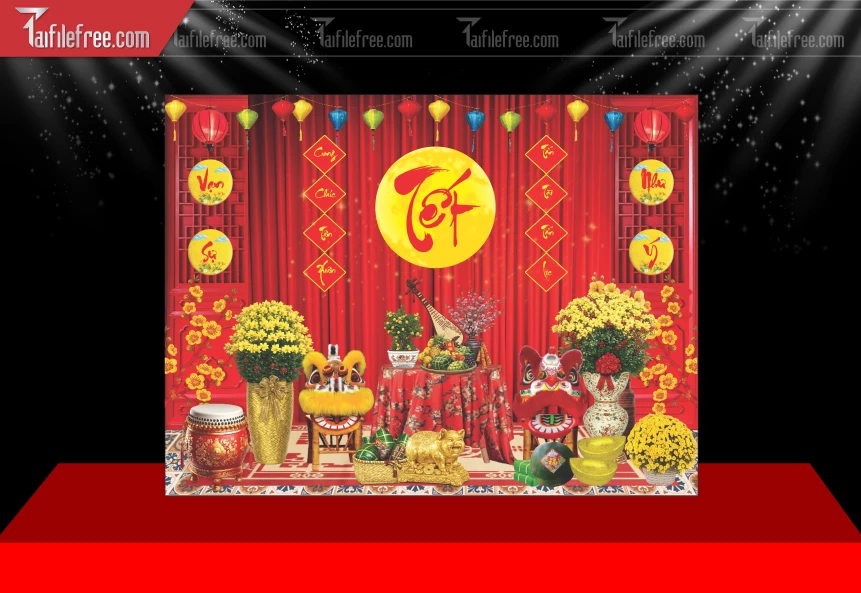 Mẫu Tiểu Cảnh Chúc Mừng Năm Mới Năm Chào Xuân Bính Ngọ_PT1000