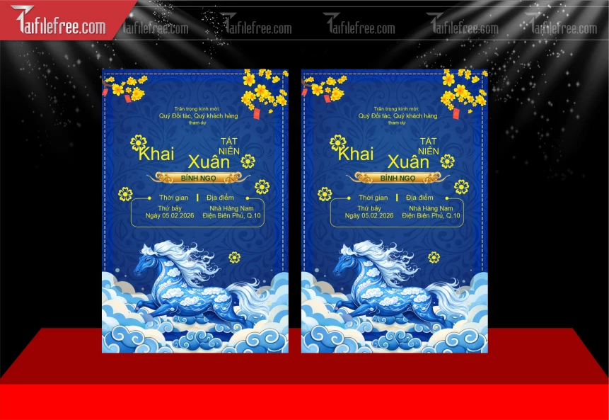 Mẫu Thư Mời Khai Xuân Chúc Mừng Năm Mới Năm Chào Xuân Bính Ngọ_PT1004