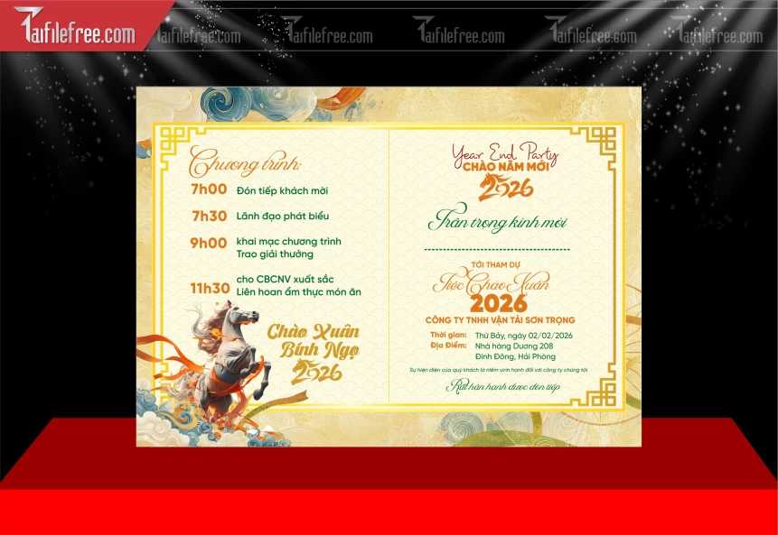 Mẫu Thư Mời Chúc Mừng Năm Mới Năm Chào Xuân Bính Ngọ_PT1007