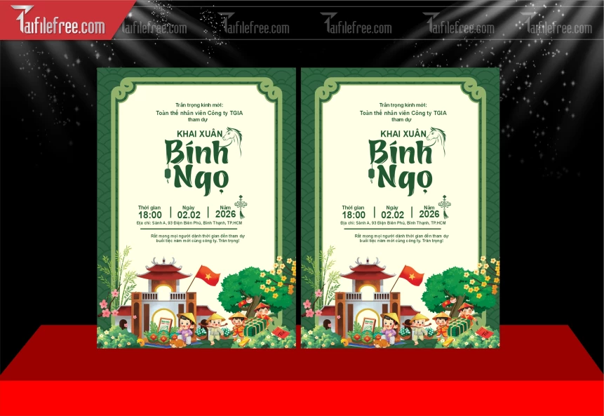 Mẫu Thư Mời Khai Xuân Chúc Mừng Năm Mới Năm Chào Xuân Bính Ngọ_PT1014