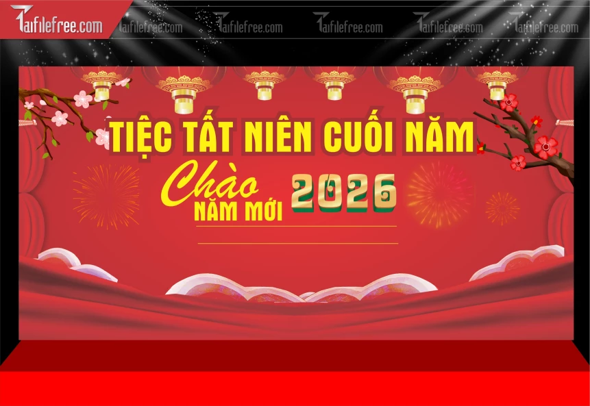 Mẫu Phông Nền Tiệc Tất Niên Chúc Mừng Năm Mới Năm Chào Xuân Bính Ngọ._PT1017