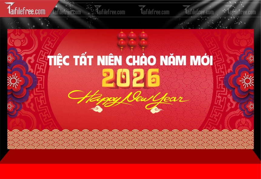 Mẫu Phông Nền Tiệc Tất Niên Chúc Mừng Năm Mới Năm Chào Xuân Bính Ngọ._PT1019