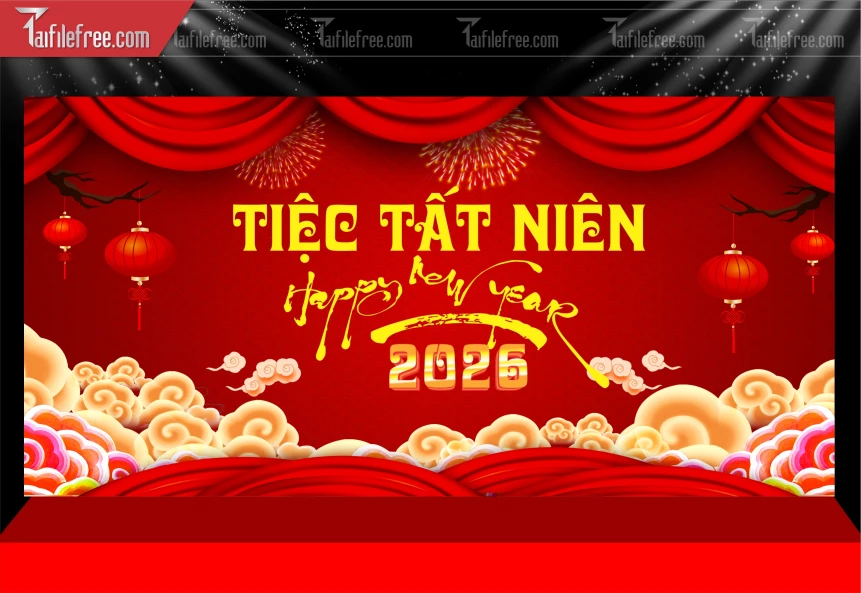 Mẫu Phông Nền Tiệc Tất Niên Chúc Mừng Năm Mới Năm Chào Xuân Bính Ngọ._PT1022