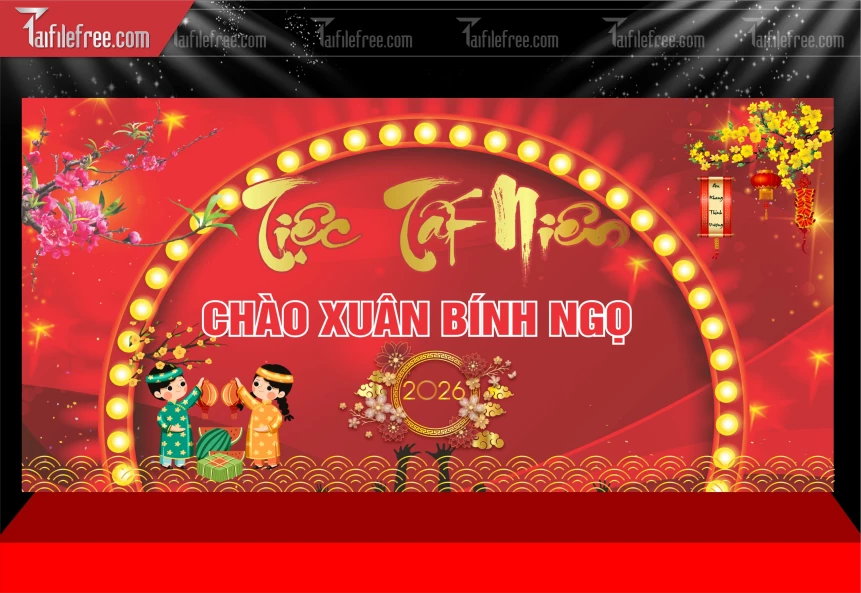 Mẫu Phông Nền Tiệc Tất Niên Chúc Mừng Năm Mới Năm Chào Xuân Bính Ngọ._PT1024