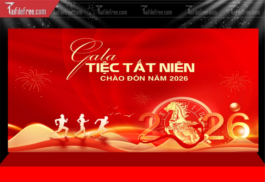 Mẫu Phông Nền Tiệc Tất Niên Chúc Mừng Năm Mới Năm Chào Xuân Bính Ngọ._PT1025