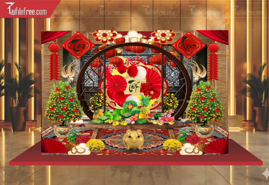 Mẫu Tiểu Cảnh Chúc Mừng Năm Mới Năm Chào Xuân Bính Ngọ._PT1032