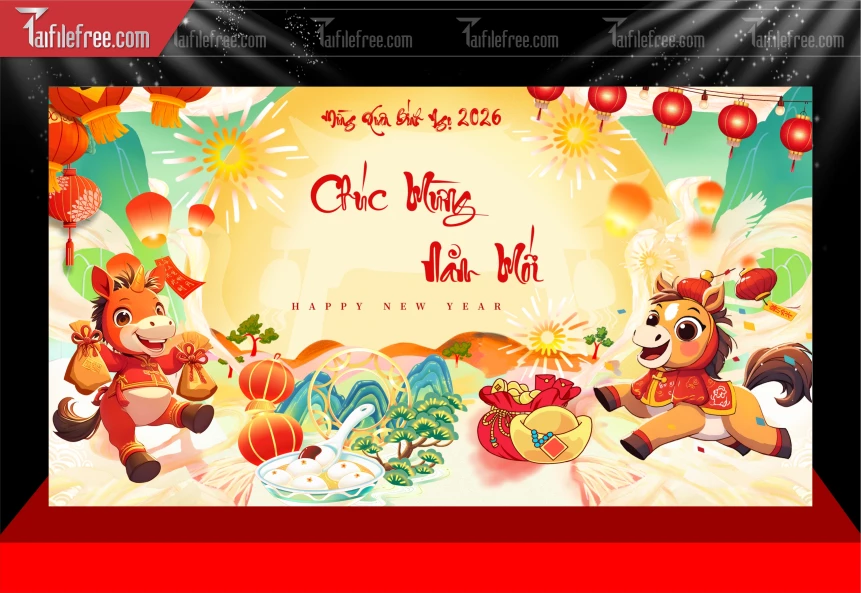Mẫu Phông Nền Chúc Mừng Năm Mới Năm Chào Xuân Bính Ngọ_PT1039