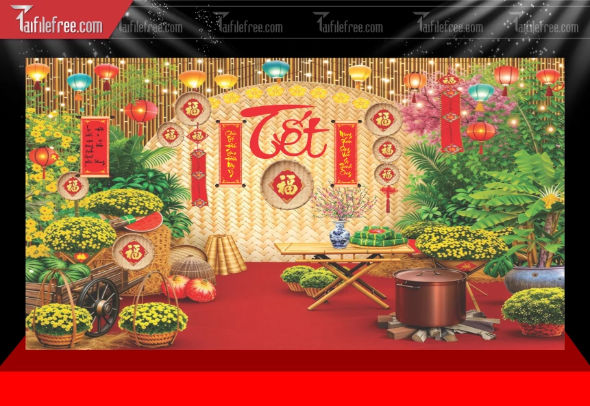 Mẫu Tiểu Cảnh Chúc Mừng Năm Mới Năm Chào Xuân Bính Ngọ._PT1054