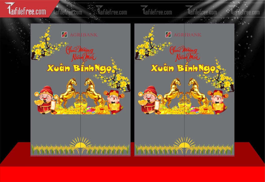 Mẫu Decal Trang Trí Cửa Kính Chúc Mừng Năm Mới Năm Chào Xuân Bính Ngọ._PT1062