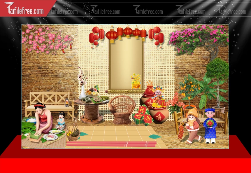 Mẫu Tiểu Cảnh Chúc Mừng Năm Mới Năm Chào Xuân Bính Ngọ._PT1065