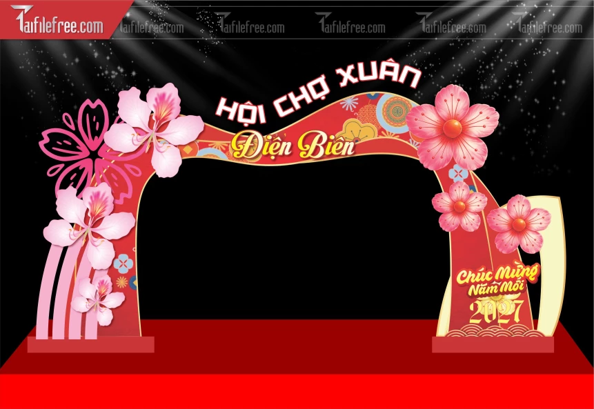 Mẫu Cổng Chào Chúc Mừng Năm Mới Năm Chào Xuân Đinh Mùi._PT1081