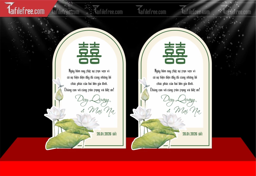 Mẫu Thẻ Cưới Để Bàn _PT1088