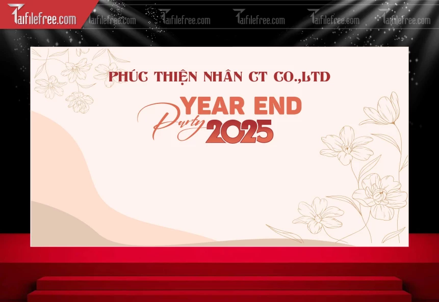 Phông Tiệc Tất Niên Cuối Năm Party 2025 Tông Màu Nhẹ Nhàng_PT186