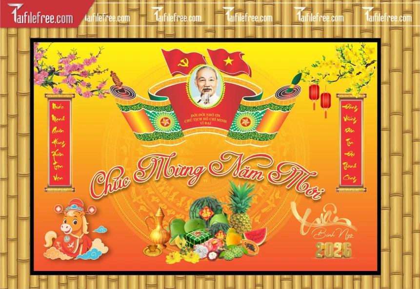 Tranh Ngũ Quả Chúc Mừng Năm Mới 2026_PT187