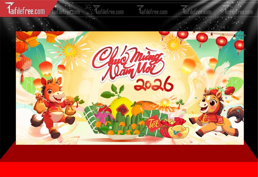 Phông Nền Chúc Mừng Năm Mới Năm Chào Xuân Bính Ngọ _PT227