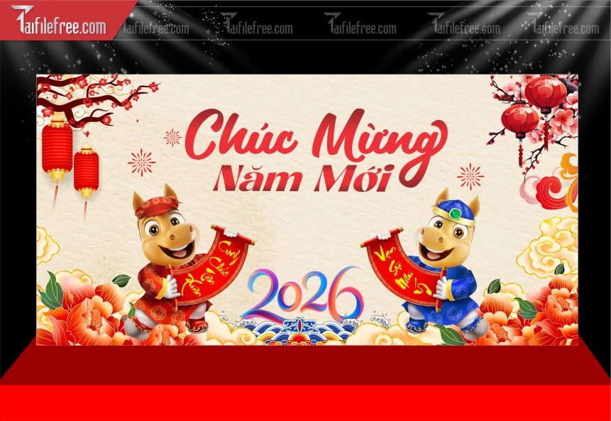 Phông Nền Chúc Mừng Năm Mới Năm Chào Xuân Bính Ngọ _PT228