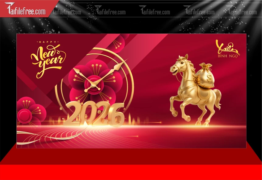 Phông Nền Chúc Mừng Năm Mới Năm Chào Xuân Bính Ngọ _PT232