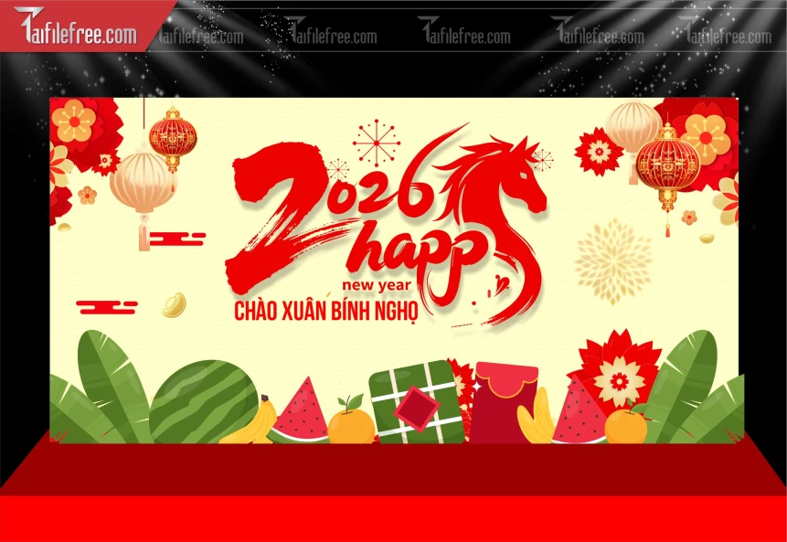 Phông Nền Chúc Mừng Năm Mới Năm Chào Xuân Bính Ngọ _PT233