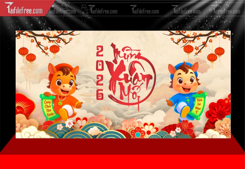 Phông Nền Chúc Mừng Năm Mới Năm Chào Xuân Bính Ngọ _PT237