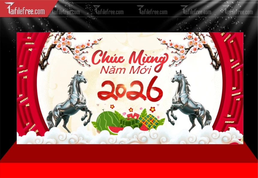Phông Nền Chúc Mừng Năm Mới Năm Chào Xuân Bính Ngọ _PT238