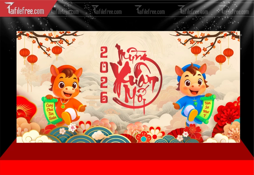 Phông Nền Chúc Mừng Năm Mới Năm Chào Xuân Bính Ngọ _PT239