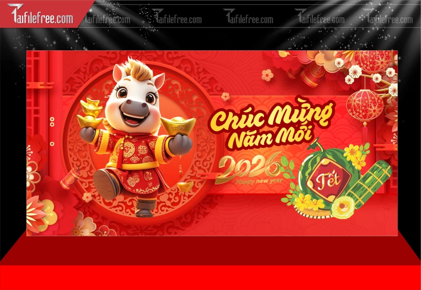 Phông Nền Chúc Mừng Năm Mới Năm Chào Xuân Bính Ngọ _PT240
