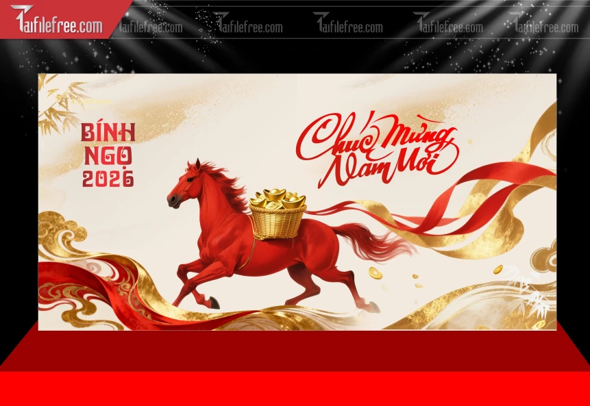 Phông Nền Chúc Mừng Năm Mới Năm Chào Xuân Bính Ngọ. _PT243