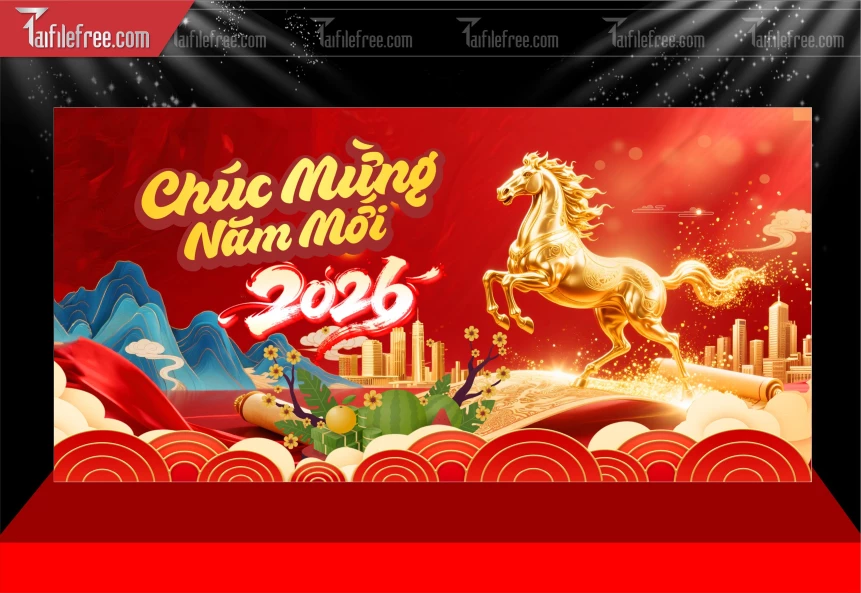 Phông Nền Chúc Mừng Năm Mới Năm Chào Xuân Bính Ngọ._PT245