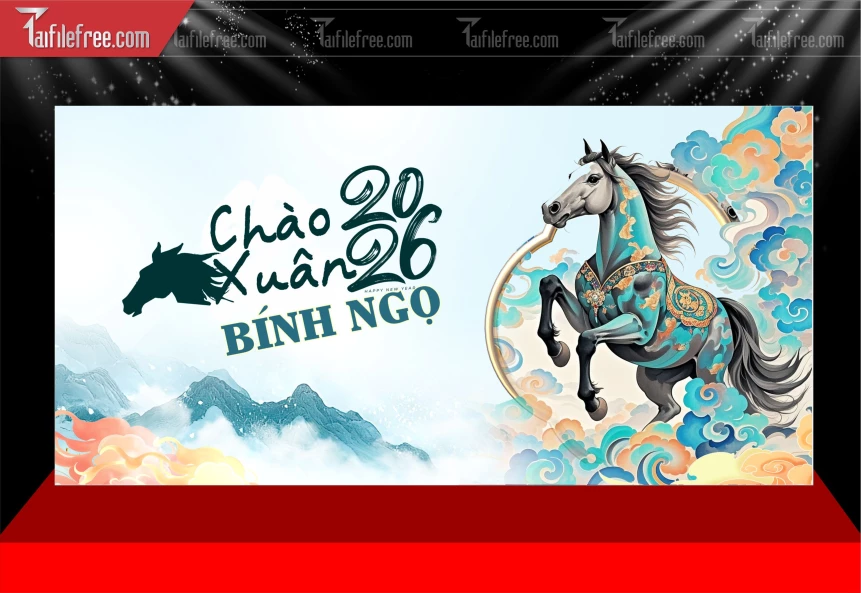 Phông Nền Chúc Mừng Năm Mới Năm Chào Xuân Bính Ngọ._PT246