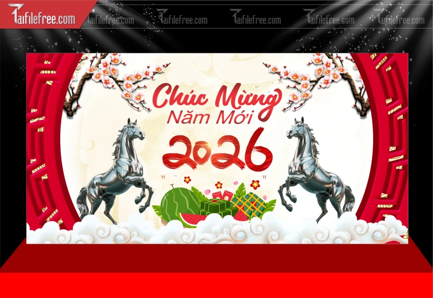 Mẫu Phông Nền Chúc Mừng Năm Mới Năm Chào Xuân Bính Ngọ_PT247