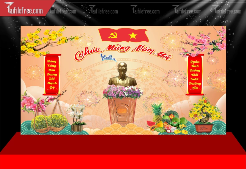 Mẫu Phông Nền Chúc Mừng Năm Mới Năm Chào Xuân Bính Ngọ._PT263