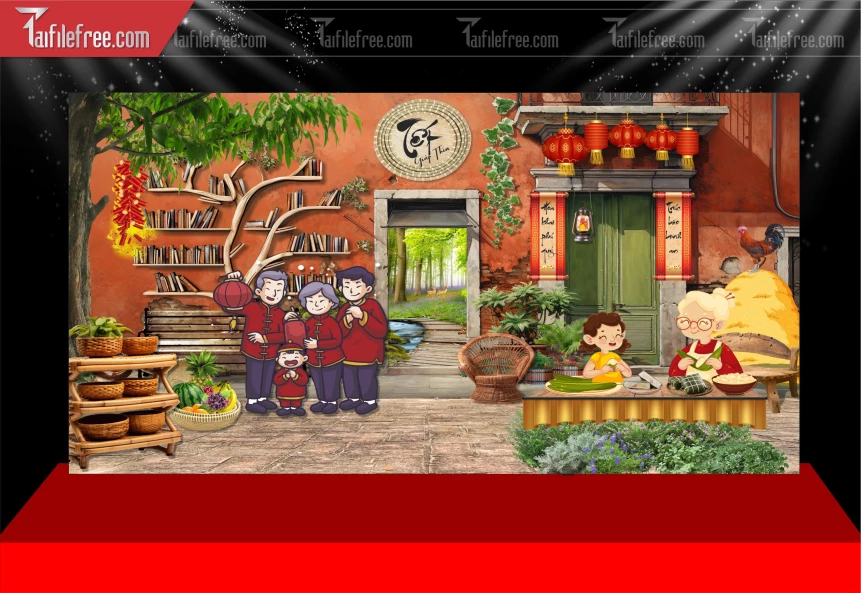 Tiều Cảnh Trang Trí Tết Nguyên Đán,Tiểu Cảnh Sân Khấu PT266