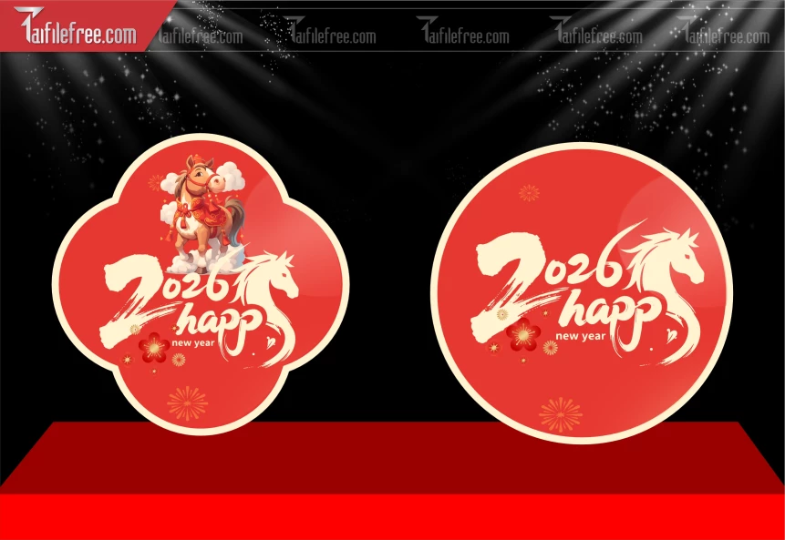 Mẫu Tem Dán Chúc Mừng Năm Mới Năm Chào Xuân Bính Ngọ._PT342