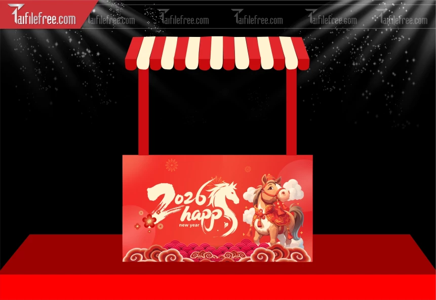 Mẫu Tem Dán Trang Trí Xe Bán Hàng Chúc Mừng Năm Mới Năm Chào Xuân Bính Ngọ._PT343