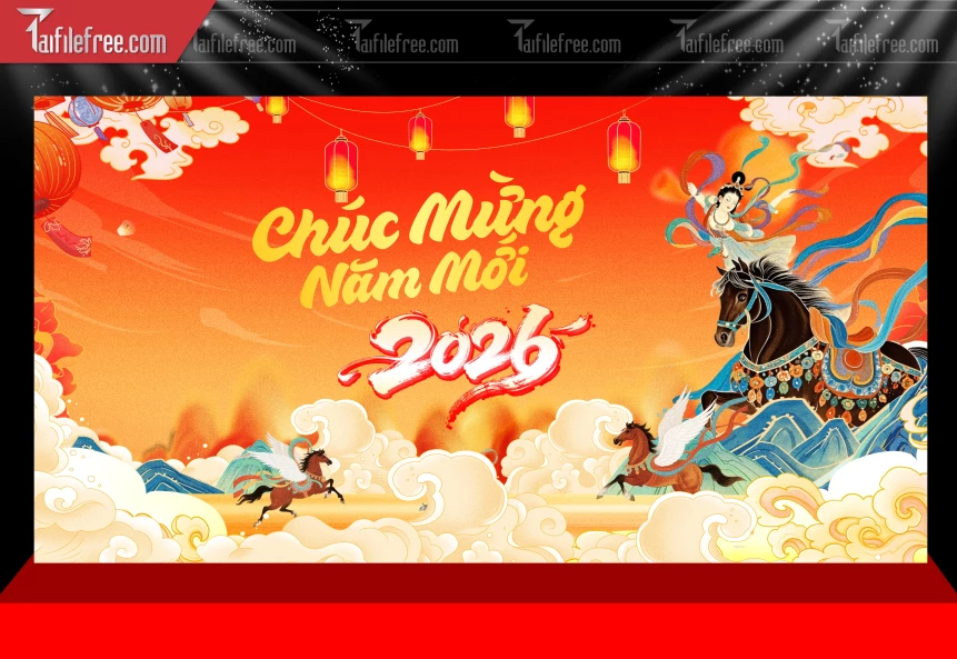 Mẫu Phông Nền Chúc Mừng Năm Mới Năm Chào Xuân Bính Ngọ._PT356