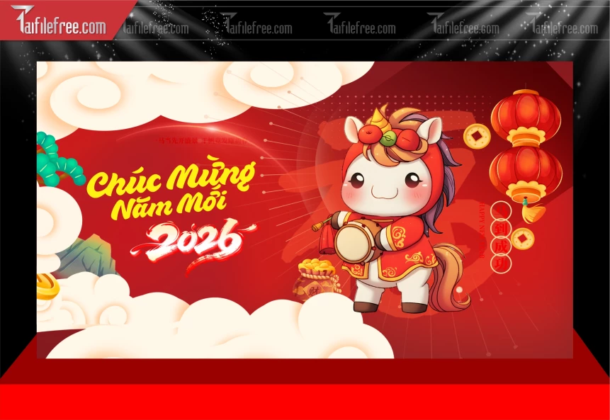 Mẫu Phông Nền Chúc Mừng Năm Mới Năm Chào Xuân Bính Ngọ._PT358