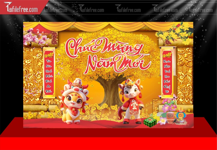 Mẫu Phông Nền Chúc Mừng Năm Mới Năm Chào Xuân Bính Ngọ.._PT374