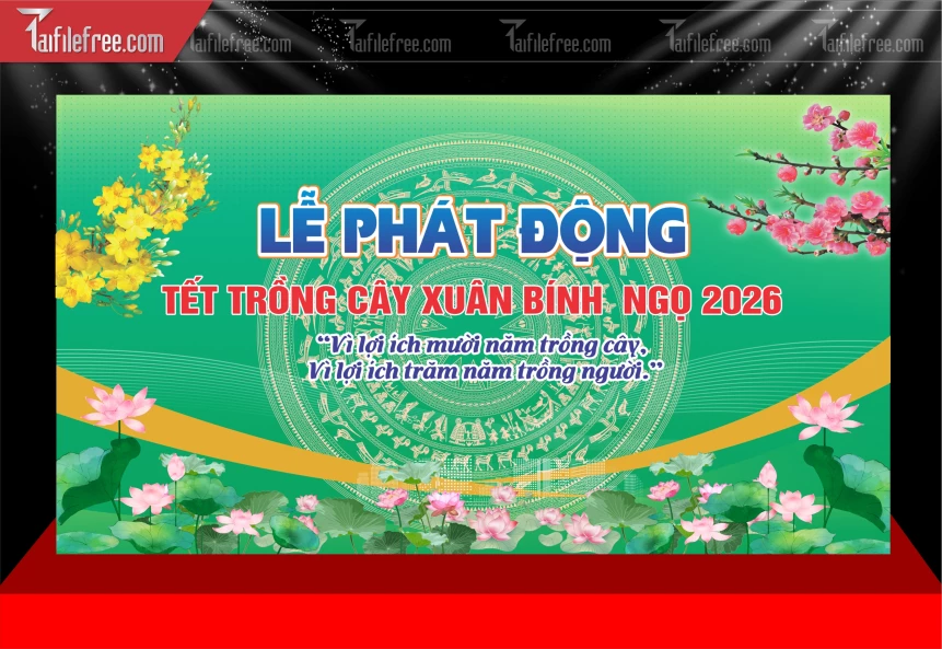 Mẫu Phông Nền Tết Trồng Cây Chúc Mừng Năm Mới Năm Chào Xuân Bính Ngọ.._PT377