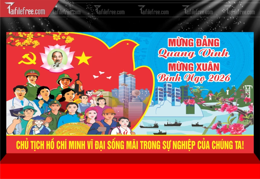 Mẫu Phông Nền Mừng Đảng Mừng Xuân Chúc Mừng Năm Mới Năm Chào Xuân Bính Ngọ.._PT387